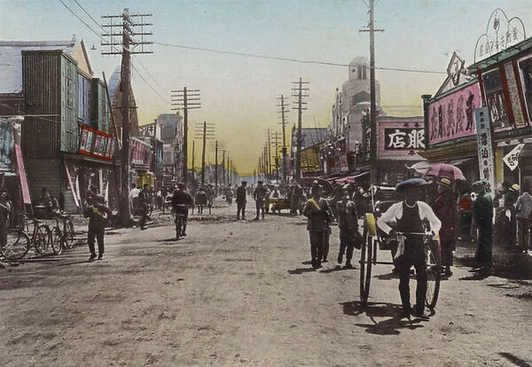 Japan, c. 1912: Theatre Street, Yokohama (photo)