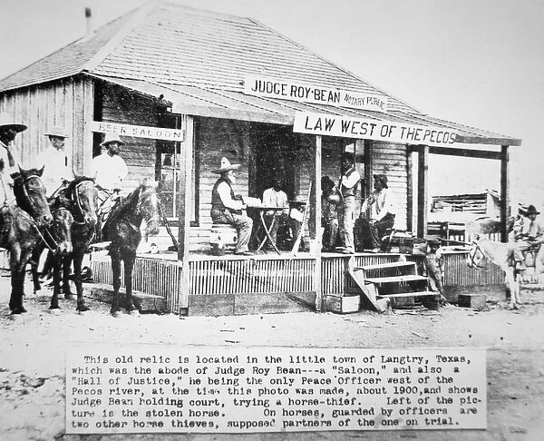 Judge Roy Bean (1825-1903) holding court at Langtry, c. 1900 (b  /  w photo)