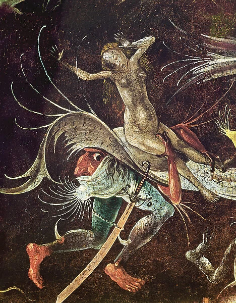The Last Judgement, detail of a Woman being Carried Along by a Demon, c
