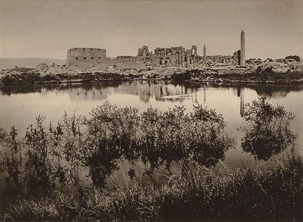 Karnak, General View of the Great Temple of Amen-Ra and the Sacred Lake (b  /  w photo)