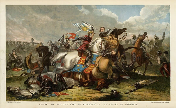 King Richard III and the Earl Of Richmond at the Battle Of Bosworth Field (chromolitho)