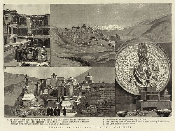 A Lamasery at Lama Yuru, Ladakh, Cashmere (engraving)