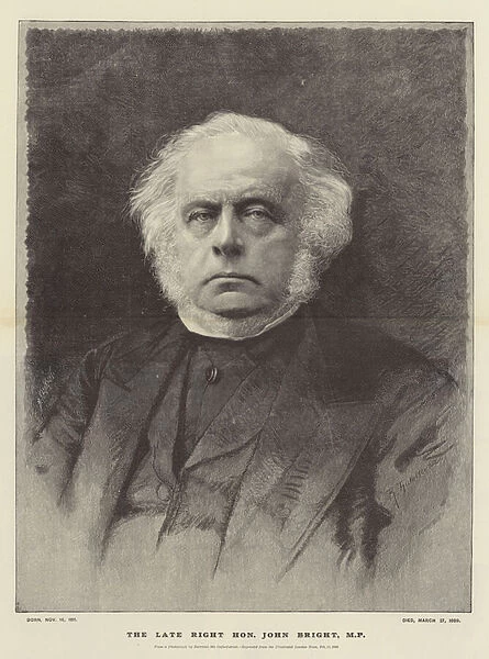 The late Right Honourable John Bright, MP (engraving)