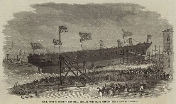 The Launch of the Iron-Clad Steam-Frigate 'The Black Prince'(engraving)