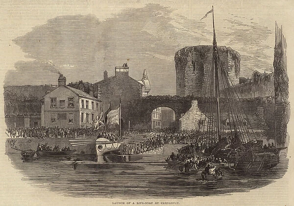 Launch of a Life-Boat at Carnarvon (engraving)