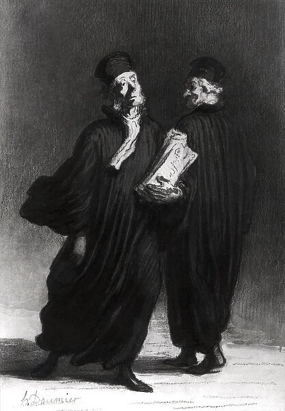 Two Lawyers, c. 1862 (watercolour & pencil on paper) (b  /  w photo)