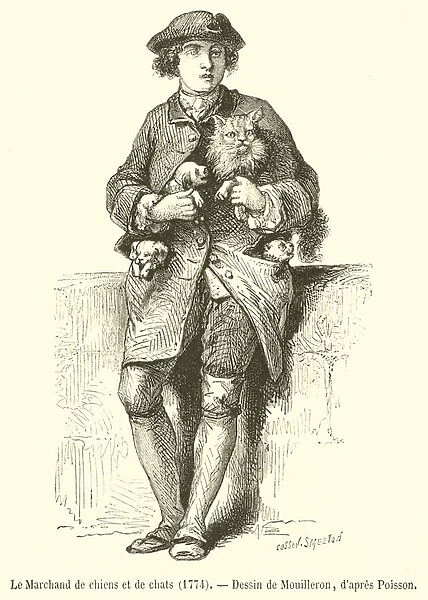 Le Marchand de chiens et de chats, 1774 (engraving)