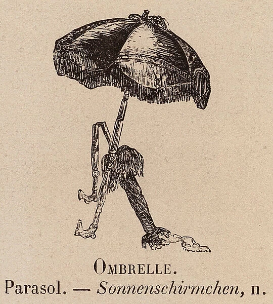 Le Vocabulaire Illustre: Ombrelle; Parasol; Sonnenschirmchen (engraving)