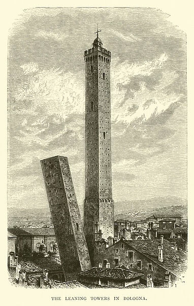 The Leaning Towers in Bologna (engraving)