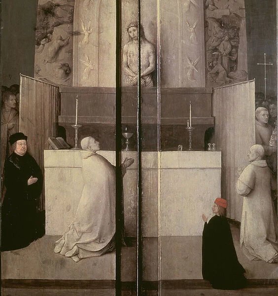 Detail of The Legend of the Mass of St. Gregory, (closed outside panels of the Adoration of the Magi altarpiece), c. 1510 (panel) (detail of 71398)