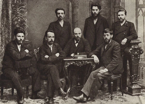 Lenin with a group of members of the St Petersburg League of Struggle for the Emancipation of the Working Class, St Petersburg, February 1897 (b  /  w photo)