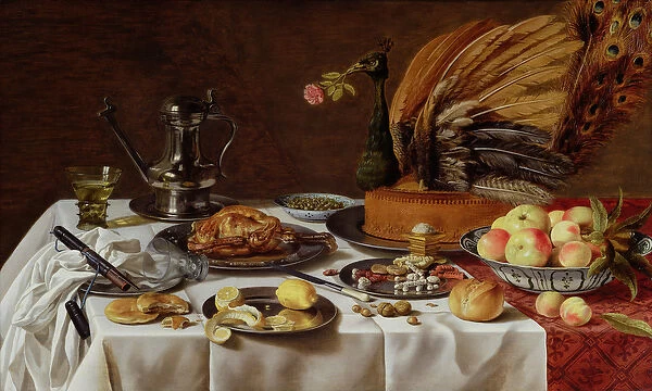Still Life with a Peacock Pie, 1627 (oil on panel)