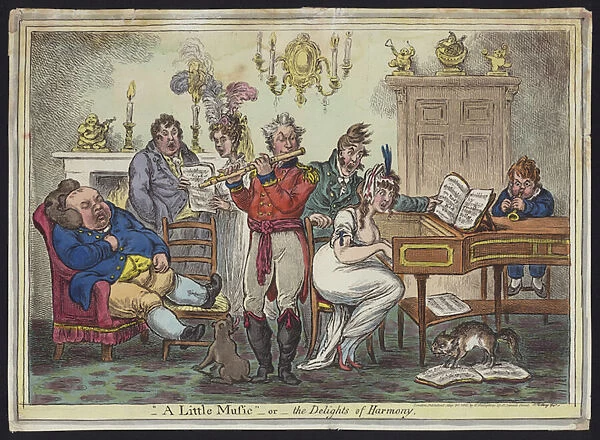A Little Music, or The Delights of Harmony (coloured etching)