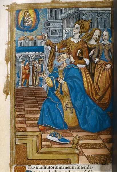 Livre d or, with a king kneeling in prayer. c. 1500 (vellum)