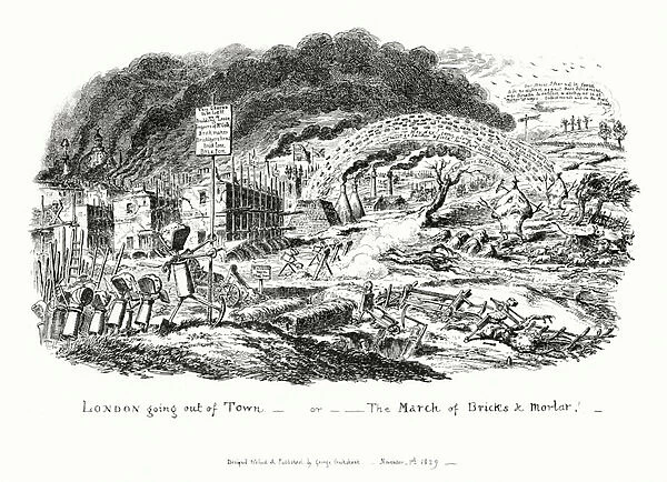 London Going Out of Town, or the March of Bricks and Mortar (engraving)