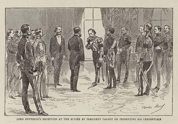 Lord Dufferins Reception at the Elysee by President Carnot on presenting his Credentials (engraving)