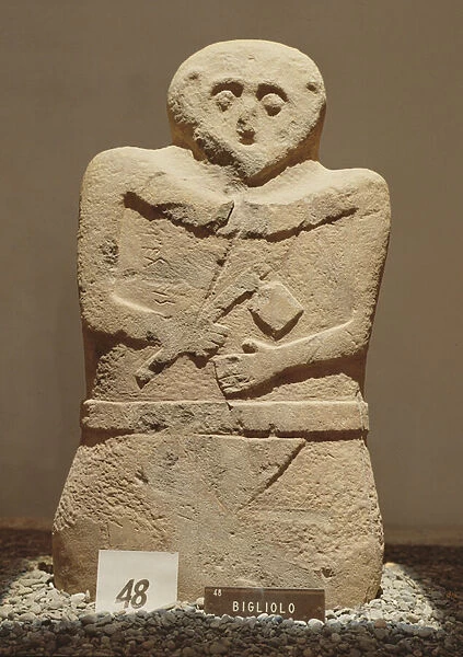 One of the Lunigiana stele, found in Bigliolo, c. 3000 BC (stone)