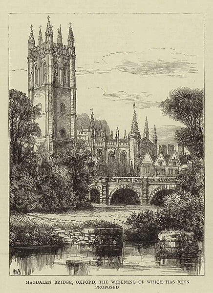 Magdalen Bridge, Oxford, the Widening of which has been proposed (engraving)