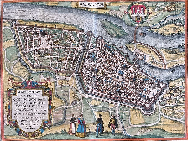 Magdeburg Plan (Magdeburgum), Germany (etching, 1572-1617)