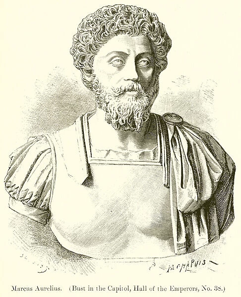 Marcus Aurelius. (Bust in the Capital, Hall of the Emperors, No. 38) (engraving)