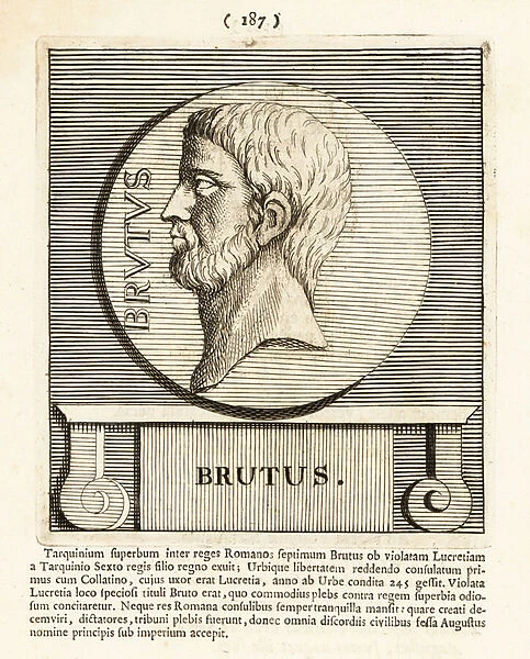 Marcus Junius Brutus, conspirator against Julius Caesar, 1760 (engraving)