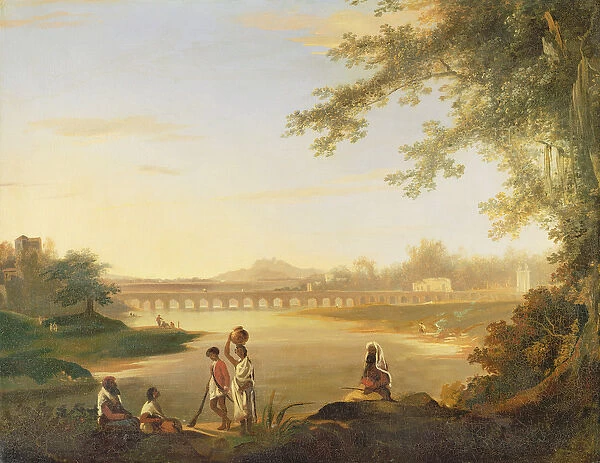 The Marmalong Bridge, with a Sepoy and Natives in the Foreground, c. 1783 (oil on canvas)