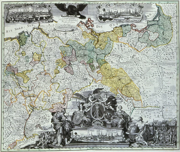 Master Sheet of the Prussian Sovereign Countries, c. 1765 (coloured engraving)
