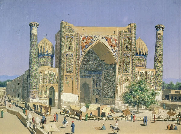 Medrasah Shir-Dhor at Registan place in Samarkand, 1869-70 (oil on canvas)