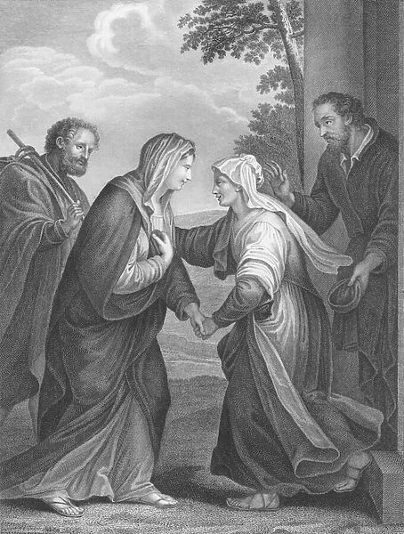 The Meeting of Mary and Elizabeth, St Luke, Chapter 1, Verses 39-56 (engraving)