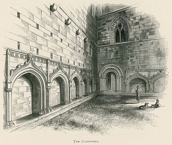 Melrose Abbey, The Cloisters (engraving)