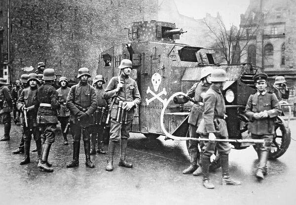 Members of the right-wing Freikorps armed with flamethrower