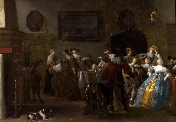 Merry Company (Interior with Cavaliers and Ladies), 1630s (oil on wood)