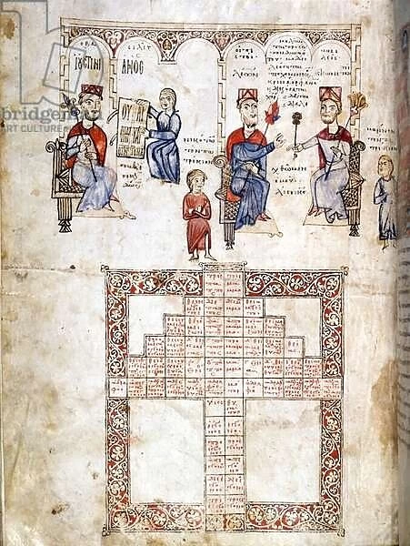 Miniature page of'Ecloga Legum', legal manuscript dating from 1175