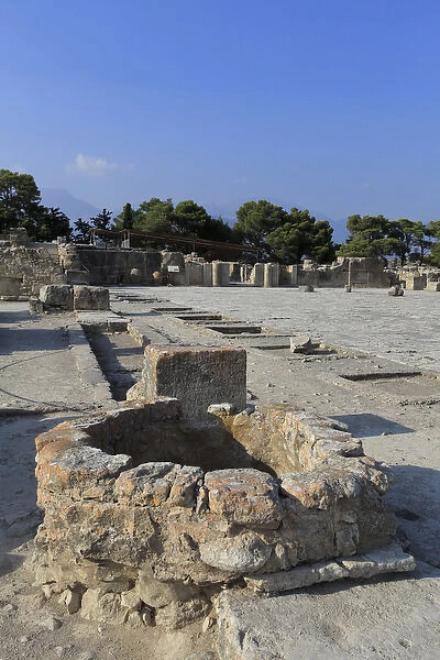 Minoan archeological site of Phaistos. General view of the central court from the shrines