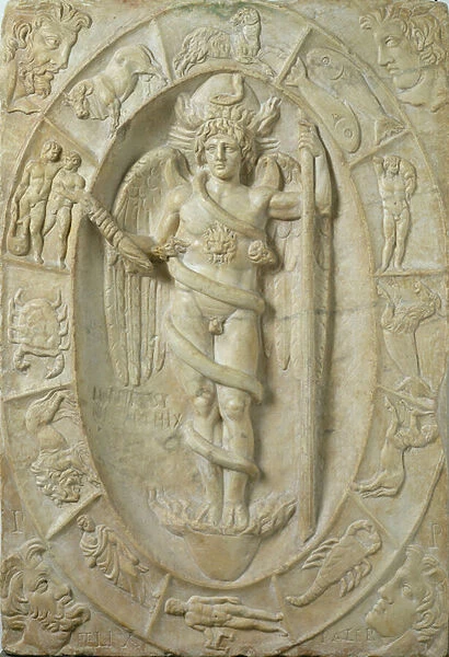 Mithraic relief representing a youthful divinity, perhaps Mithra (marble)