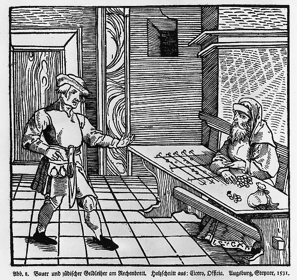 Money Lender, 1531 (woodcut) (b  /  w photo)