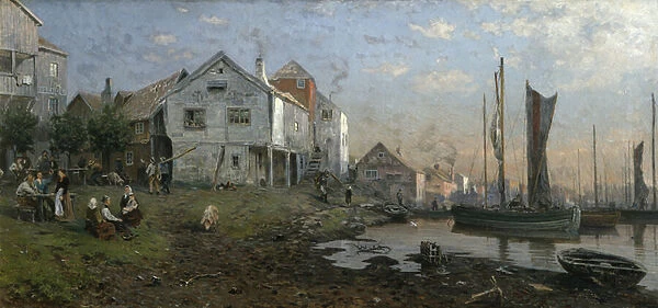 Morning in a Fishing Village, 1881 (oil on canvas)