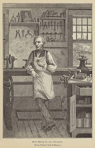 Morse making his own Instrument (engraving)