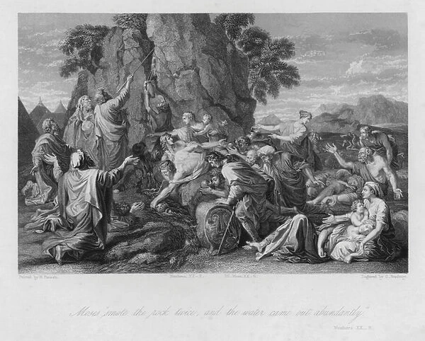 Moses smiting the Rock, Numbers XX, 11 (engraving)
