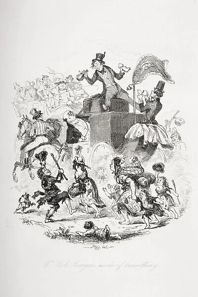 Mr. Bob Sawyers mode of travelling, illustration from The Pickwick Papers