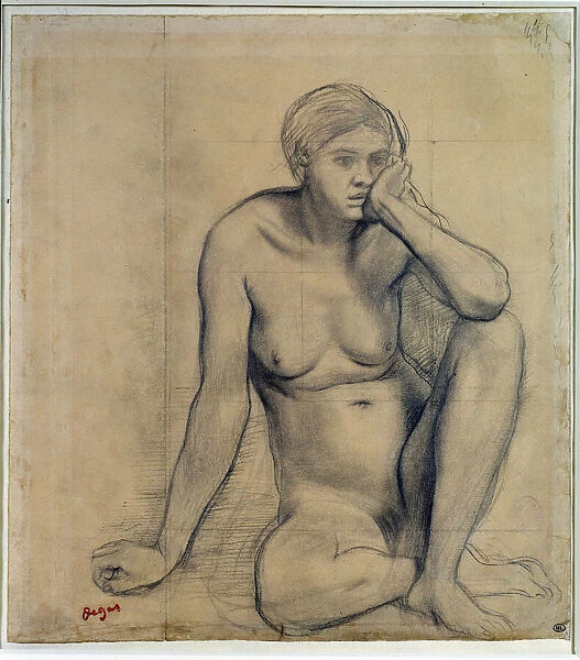 Naked woman sitting Study for 'Scene de guerre au Middle Ages'