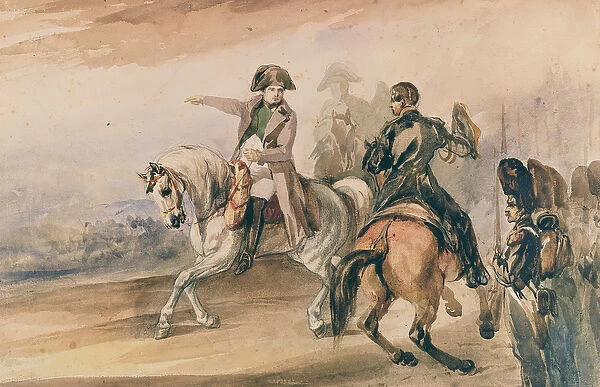 Napoleon reviewing his troops, 1834 (w  /  c on paper)