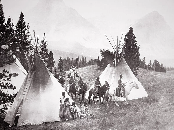 Native American Teepee Camp, Montana, c. 1900 (b  /  w photo)