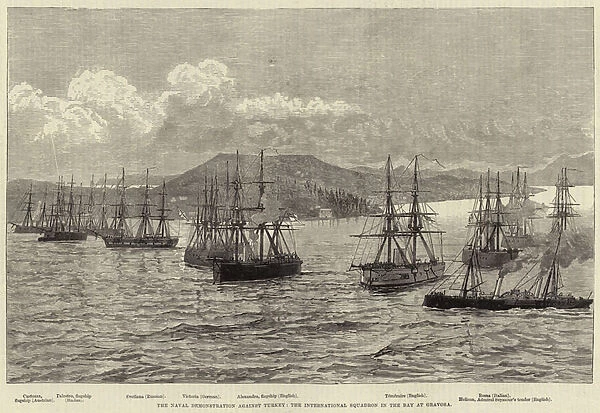 The Naval Demonstration against Turkey, the International Squadron in the Bay at Gravosa (engraving)