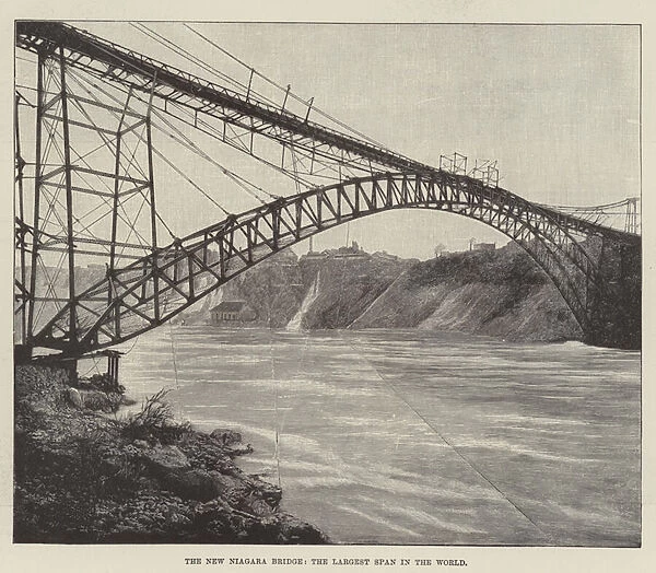 The New Niagara Bridge, the Largest Span in the World (engraving)