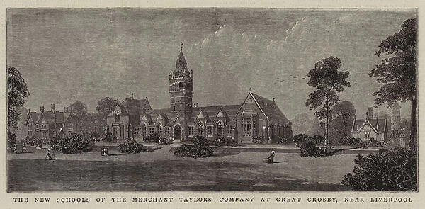 The New Schools of the Merchant Taylors Company at Great Crosby, near Liverpool (engraving)