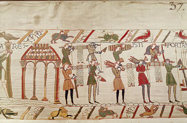 Normans carry arms to the ships, Bayeux Tapestry (wool embroidery on linen)