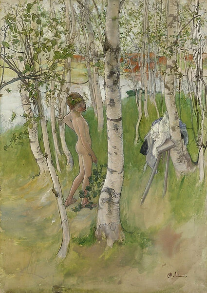 Nude Boy among Birches, 1898 (w  /  c on paper)
