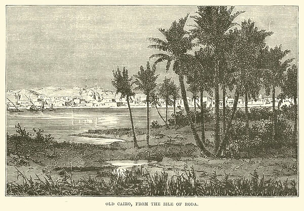 Old Cairo, from the Isle of Roda (engraving)