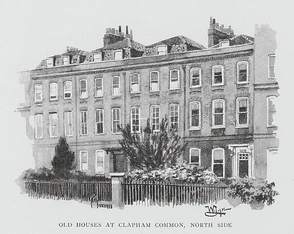 Old Houses at Clapham Common, North Side (litho)